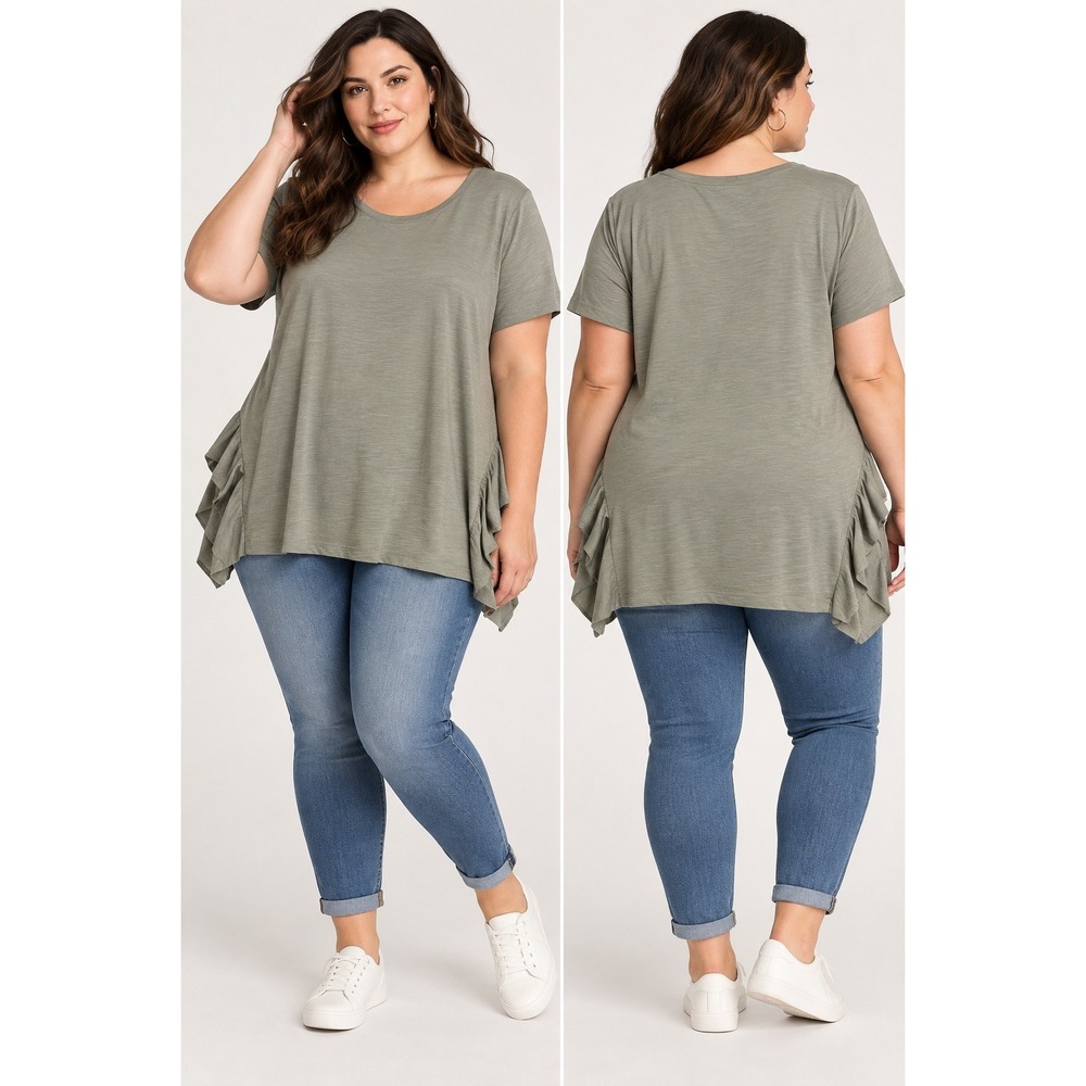 Lane Bryant | Ruffle Side Slub Tunic Sage Green Plus Size 18/20 NWT